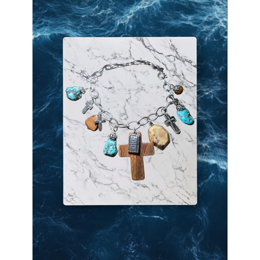 Womens Necklace Silvertone Multiple Cross Charm Faith Encouragement Southwestern - Picture 3 of 10